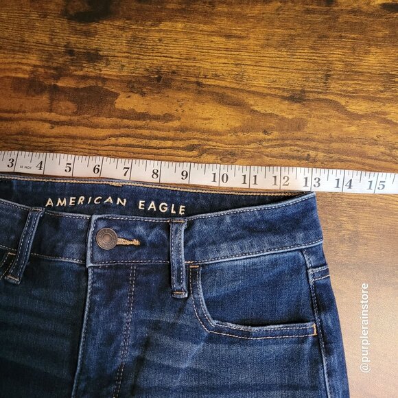 American Eagle Jeans 2 R Dream Jegging Super Hi Rise Medium Dark Tummy Control - Picture 9 of 14